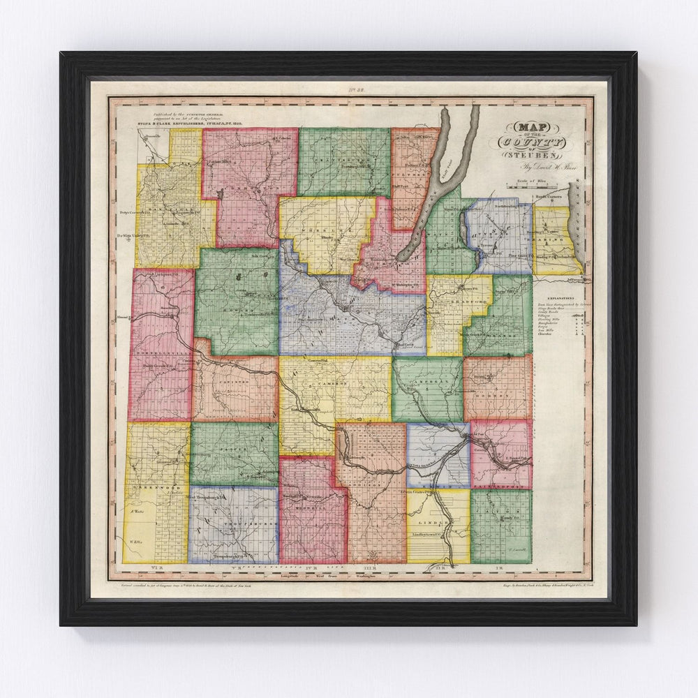 Steuben County Vintage Map 1840