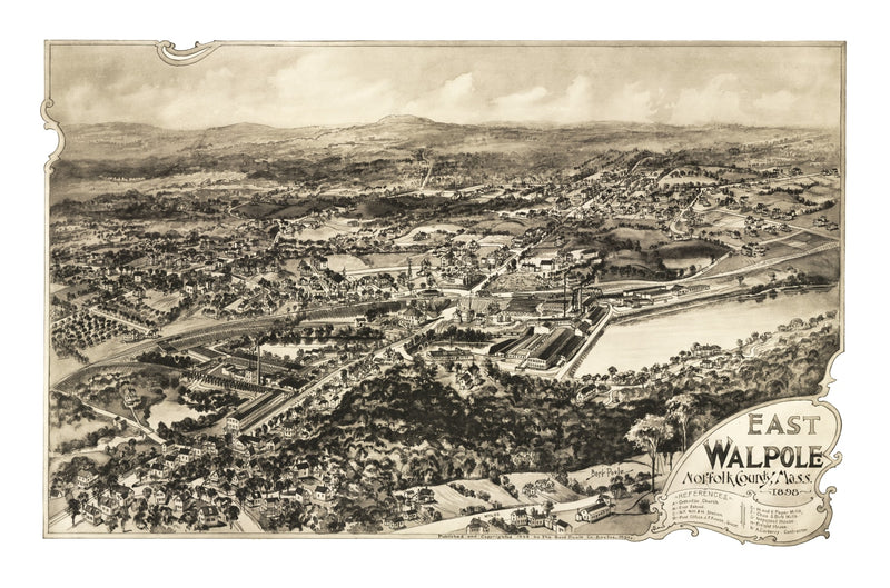 Size comparison using Vintage Map of East Walpole, Massachusetts 1898