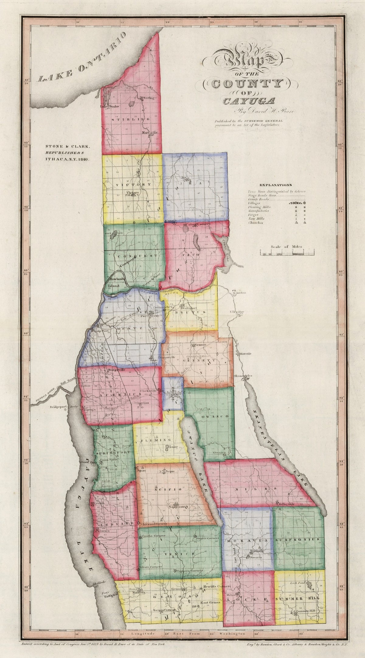 Preview of Vintage Map of Cayuga County, New York 1840