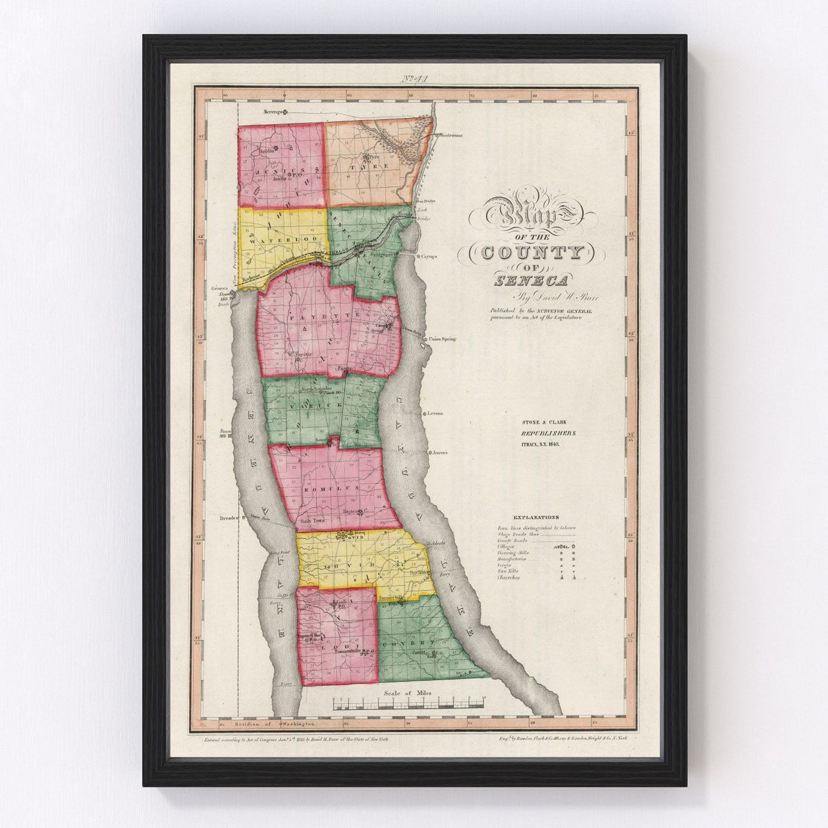 Seneca County Vintage Map 1840