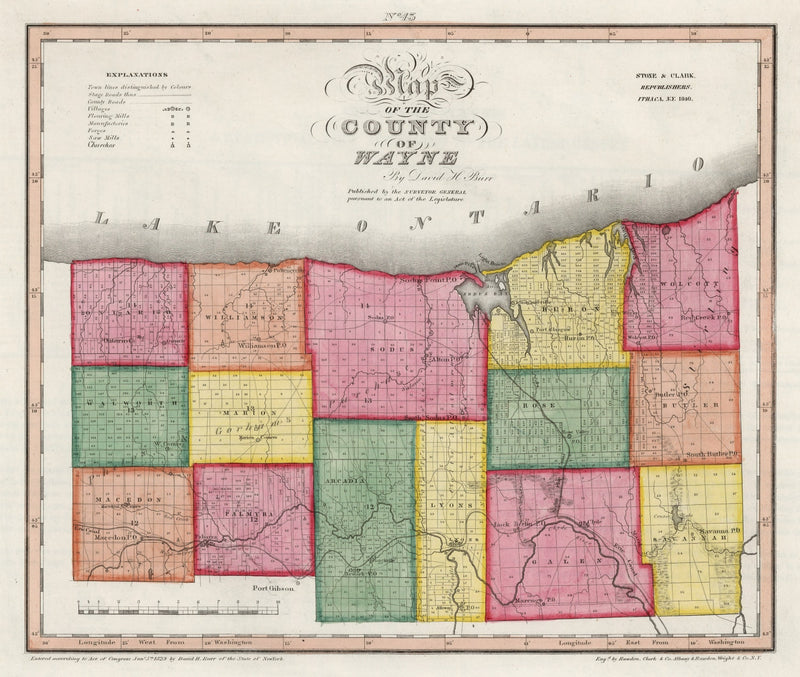 Size comparison using Vintage Map of Wayne County, New York 1840