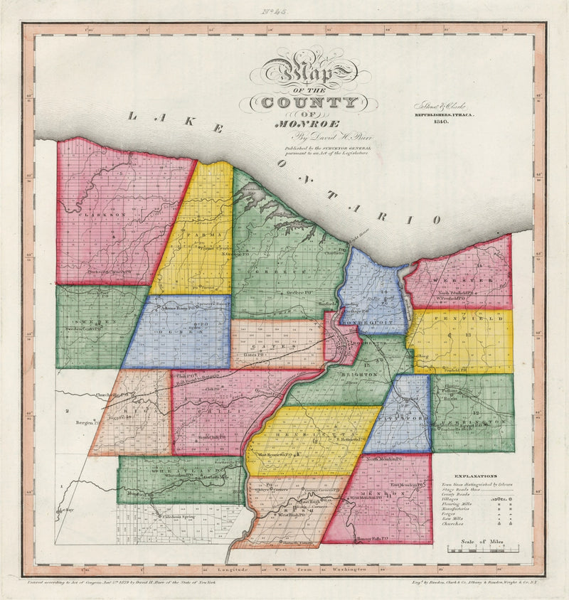 Size comparison using Vintage Map of Monroe County, New York 1840