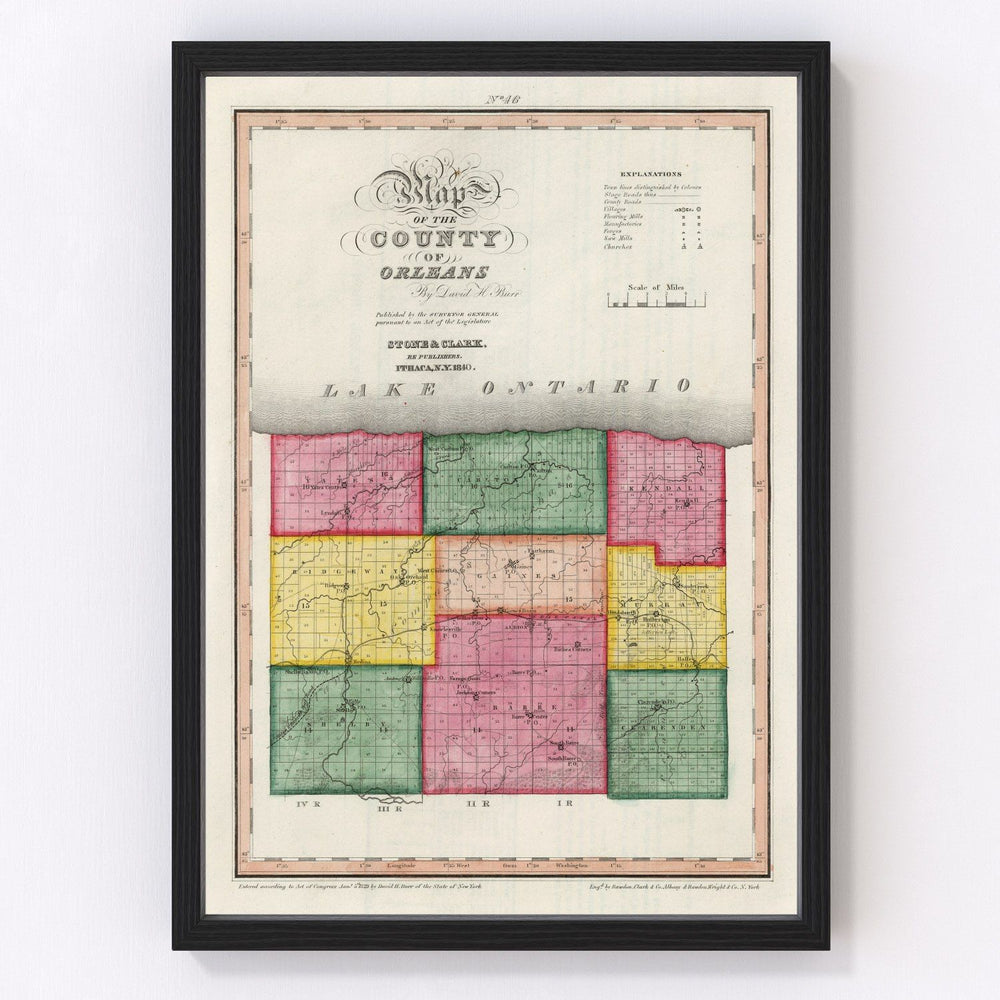 Orleans County Vintage Map 1840