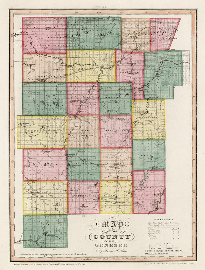 Size comparison using Vintage Map of Genesee County, New York 1839