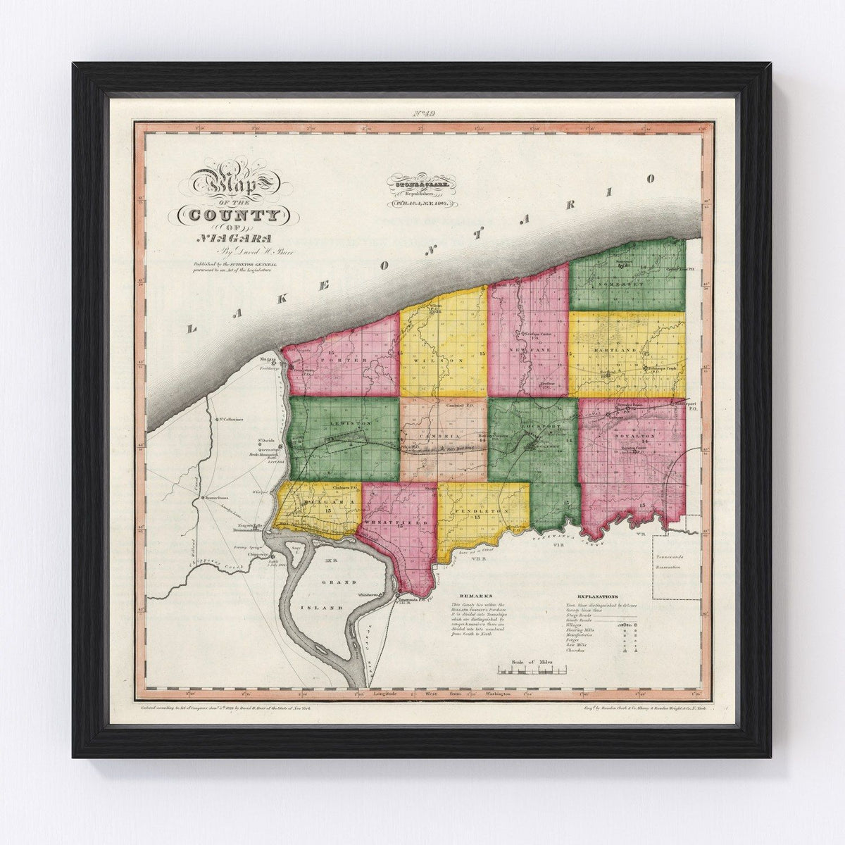 Niagara County Vintage Map 1840