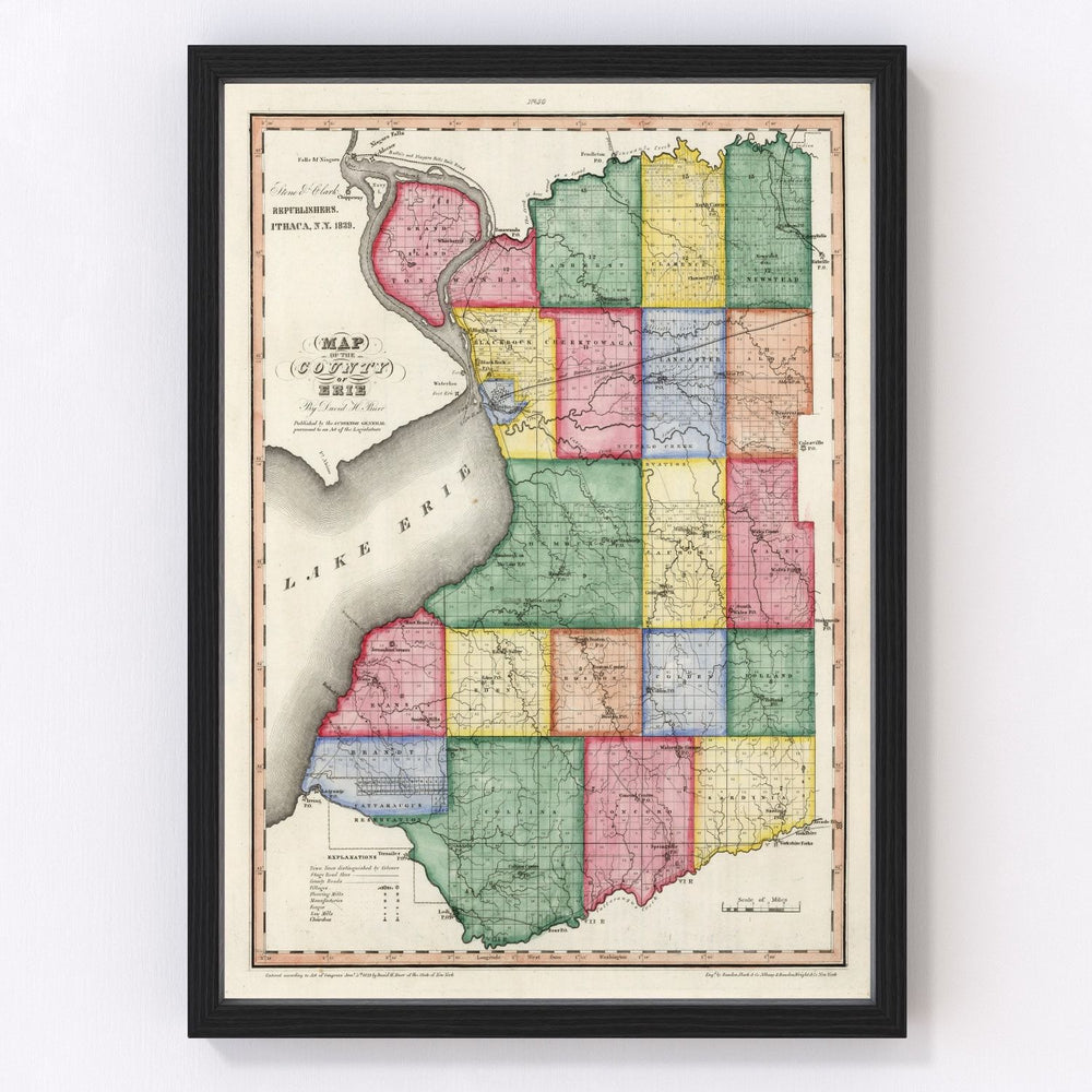 Erie County Vintage Map 1839