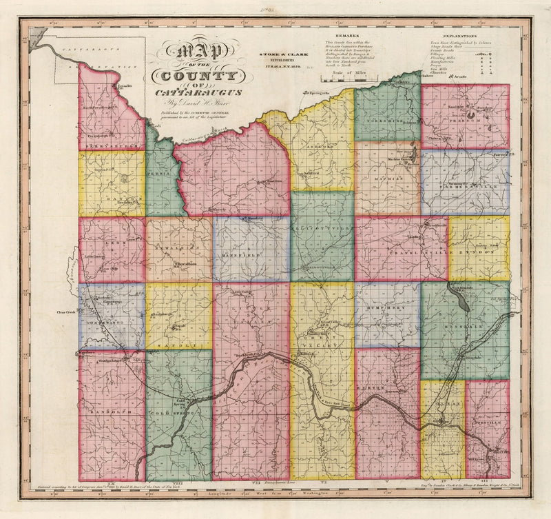 Size comparison using Vintage Map of Cattaraugus County, New York 1839
