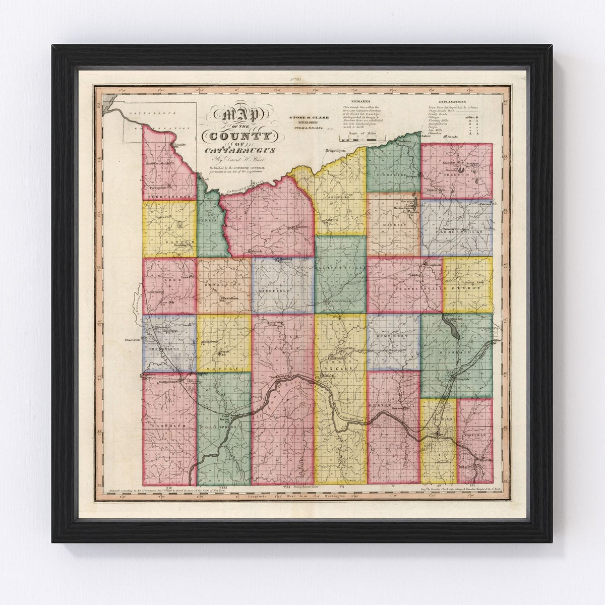 Cattaraugus County Vintage Map 1839