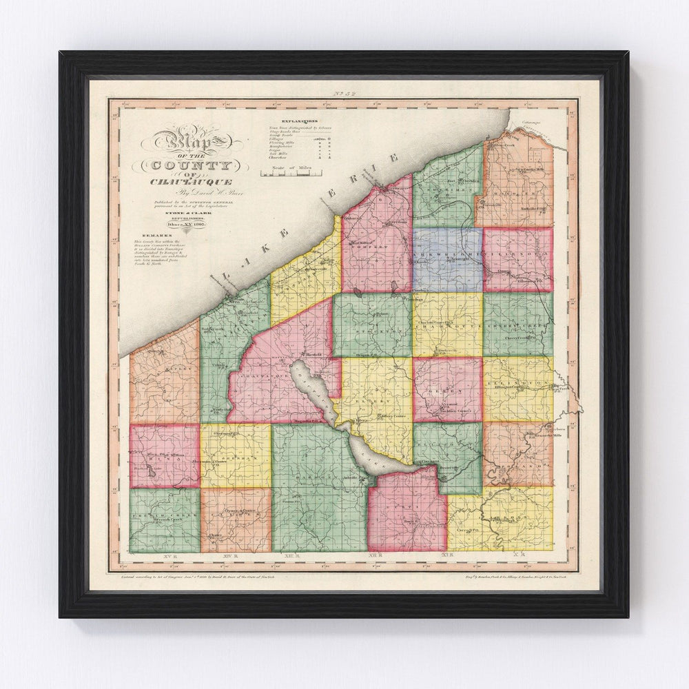 Chautauqua County Vintage Map 1840