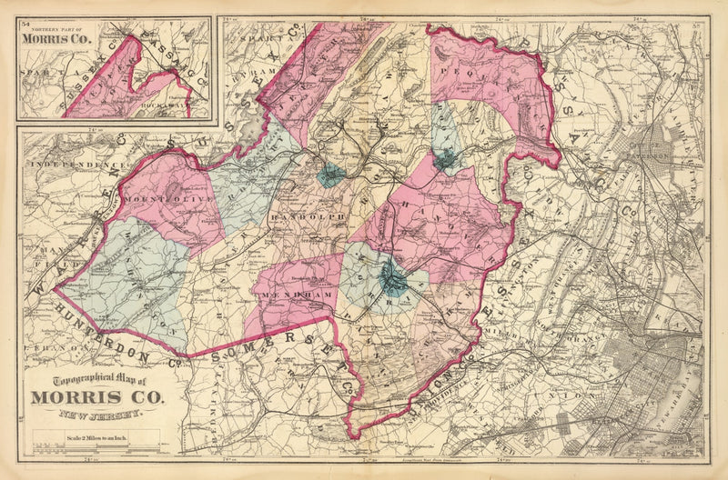 Size comparison using Vintage Map of Morris County, New Jersey 1872