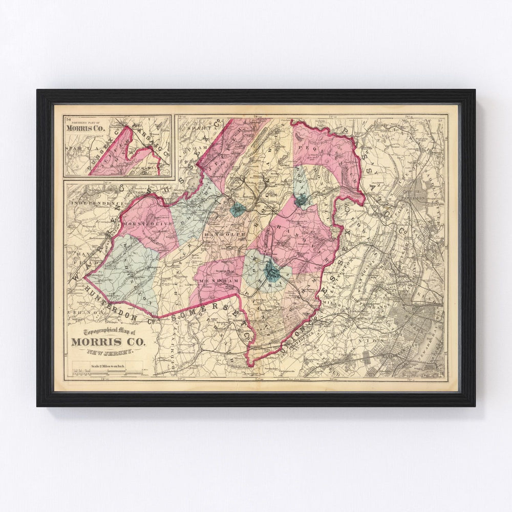Morris County Vintage Map 1872