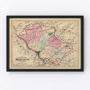 Mercer County Vintage Map 1872