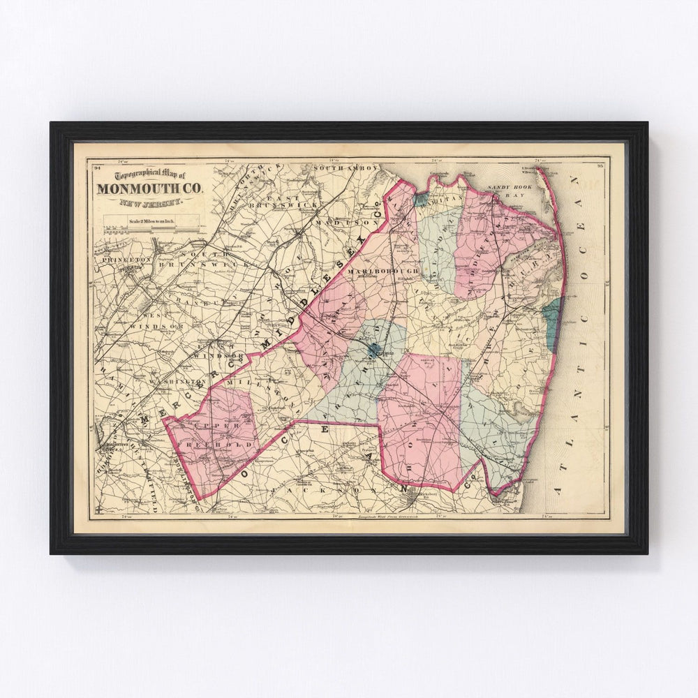 Monmouth County Vintage Map 1872