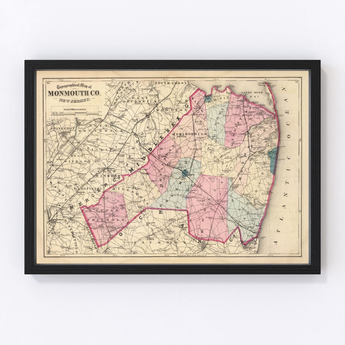 Monmouth County Vintage Map 1872