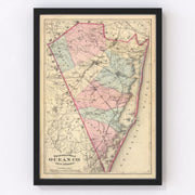 Ocean County Vintage Map 1872