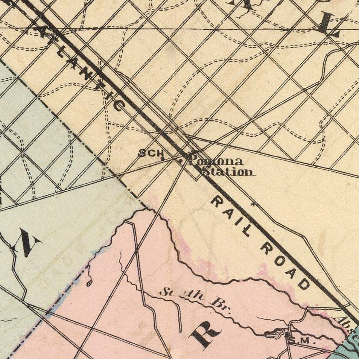 Restored historic details from the 1872 county map of Atlantic County, New Jersey