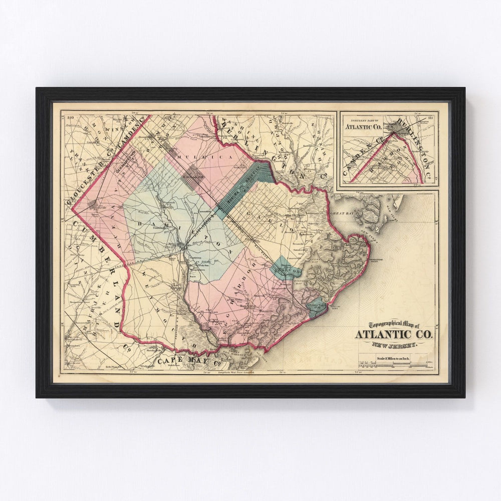 Atlantic County Vintage Map 1872