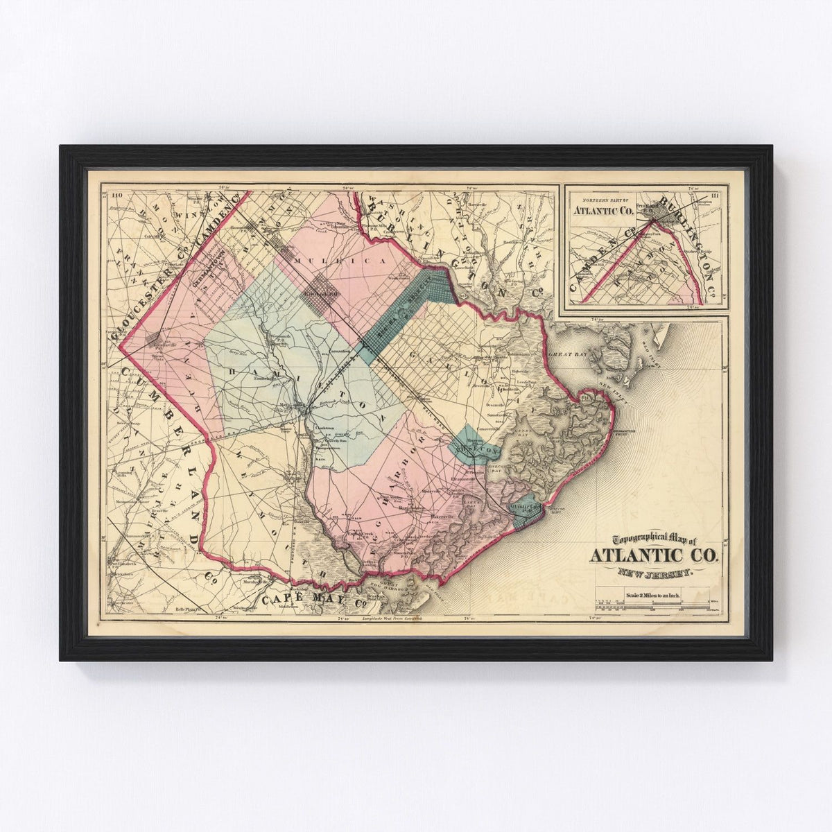 Atlantic County Vintage Map 1872