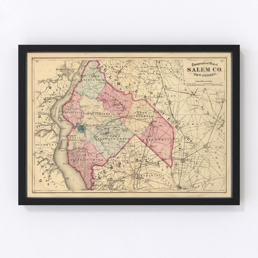 Salem County Vintage Map 1872