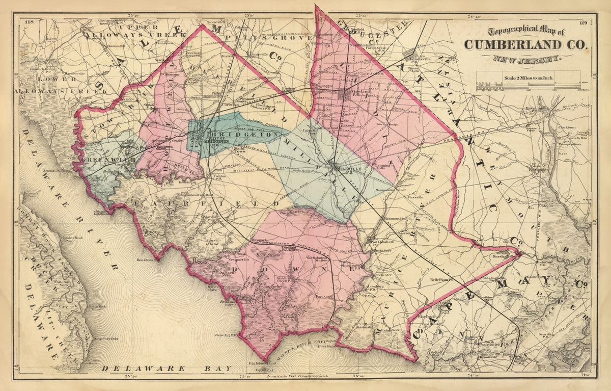 Preview of Vintage Map of Cumberland County, New Jersey 1872