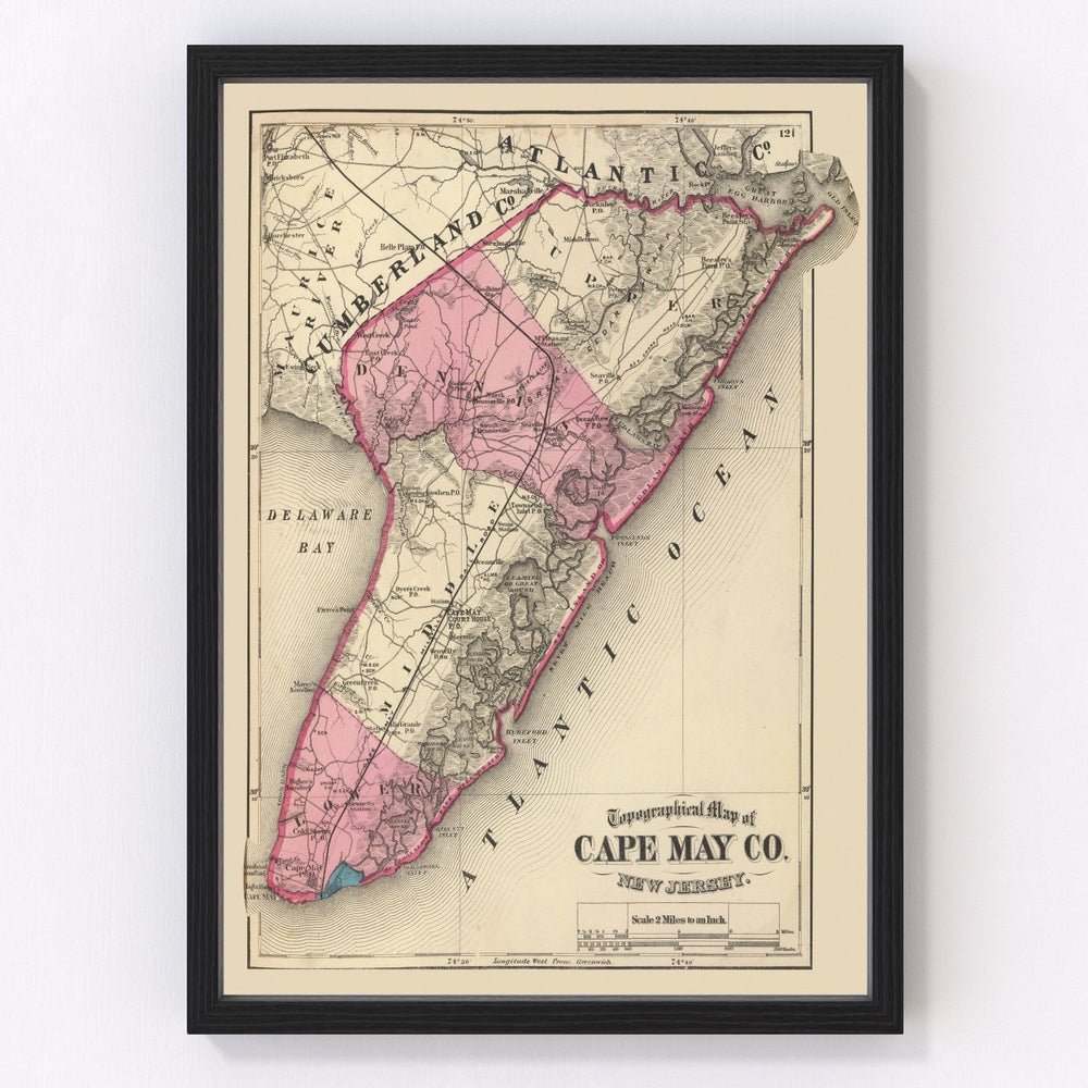 Cape May County Vintage Map 1872