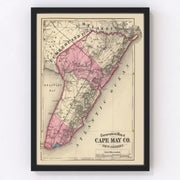 Cape May County Vintage Map 1872