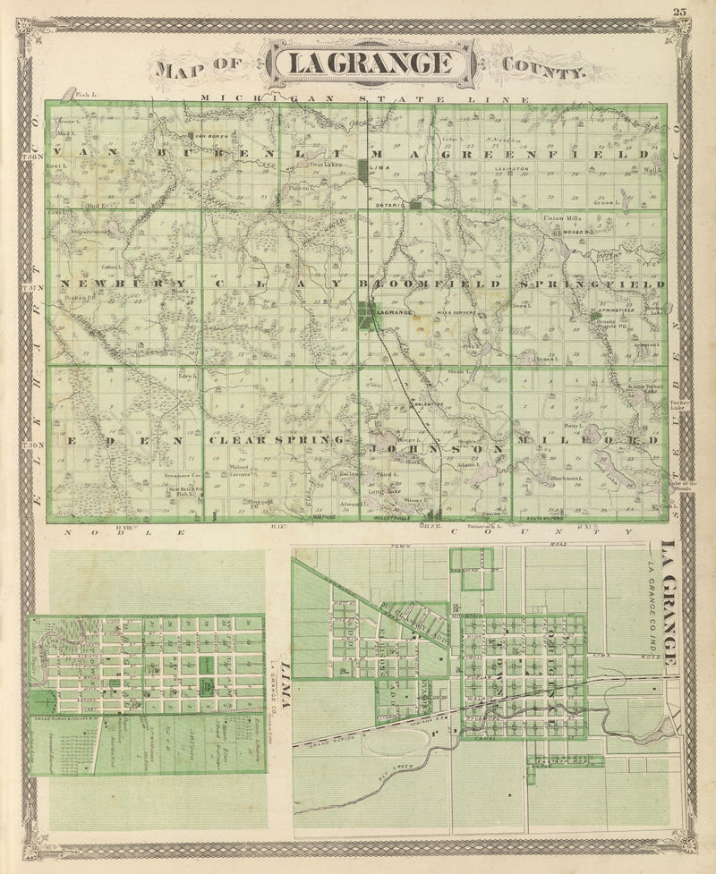 Size comparison using Vintage Map of Lagrange County, Indiana 1876