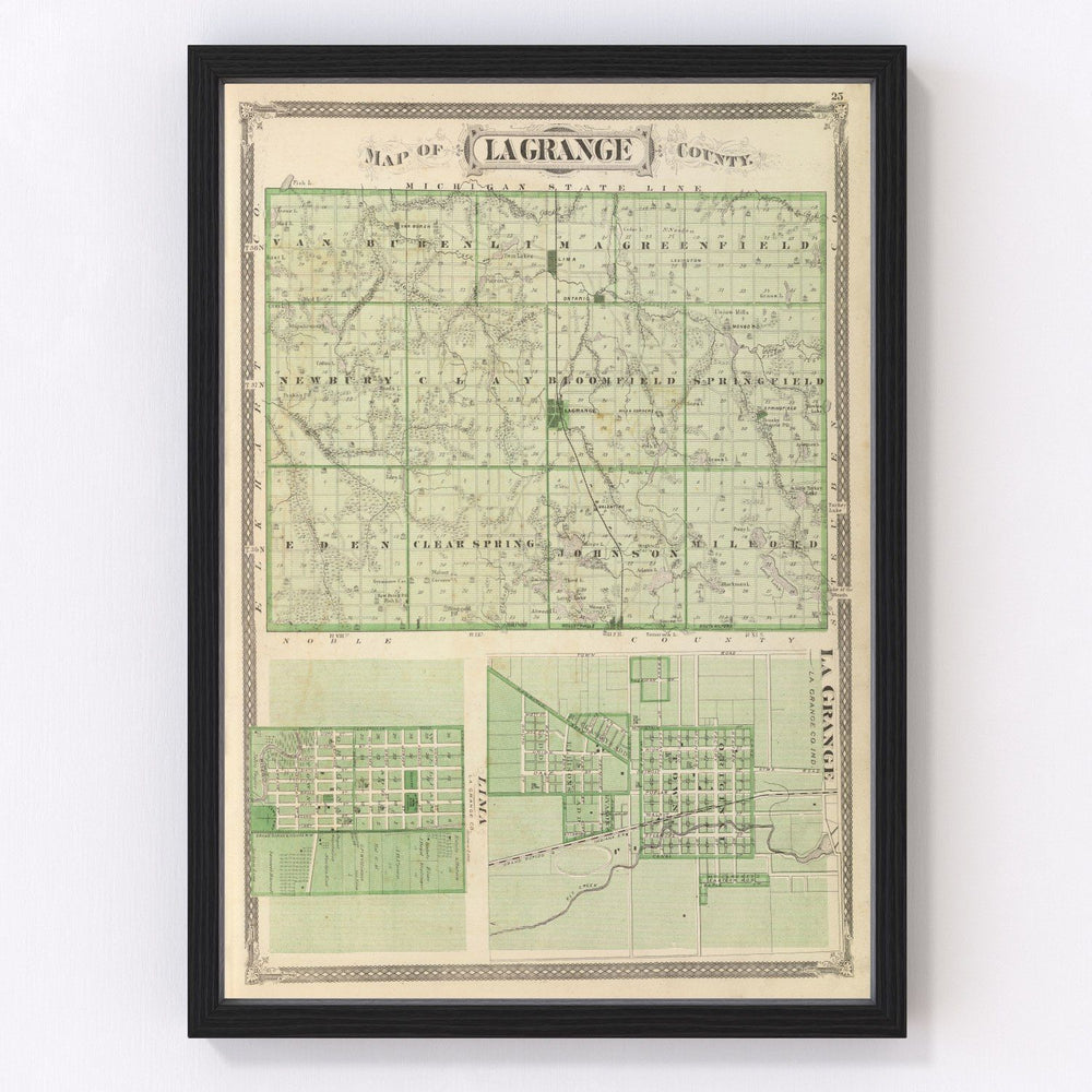 Lagrange County Vintage Map 1876
