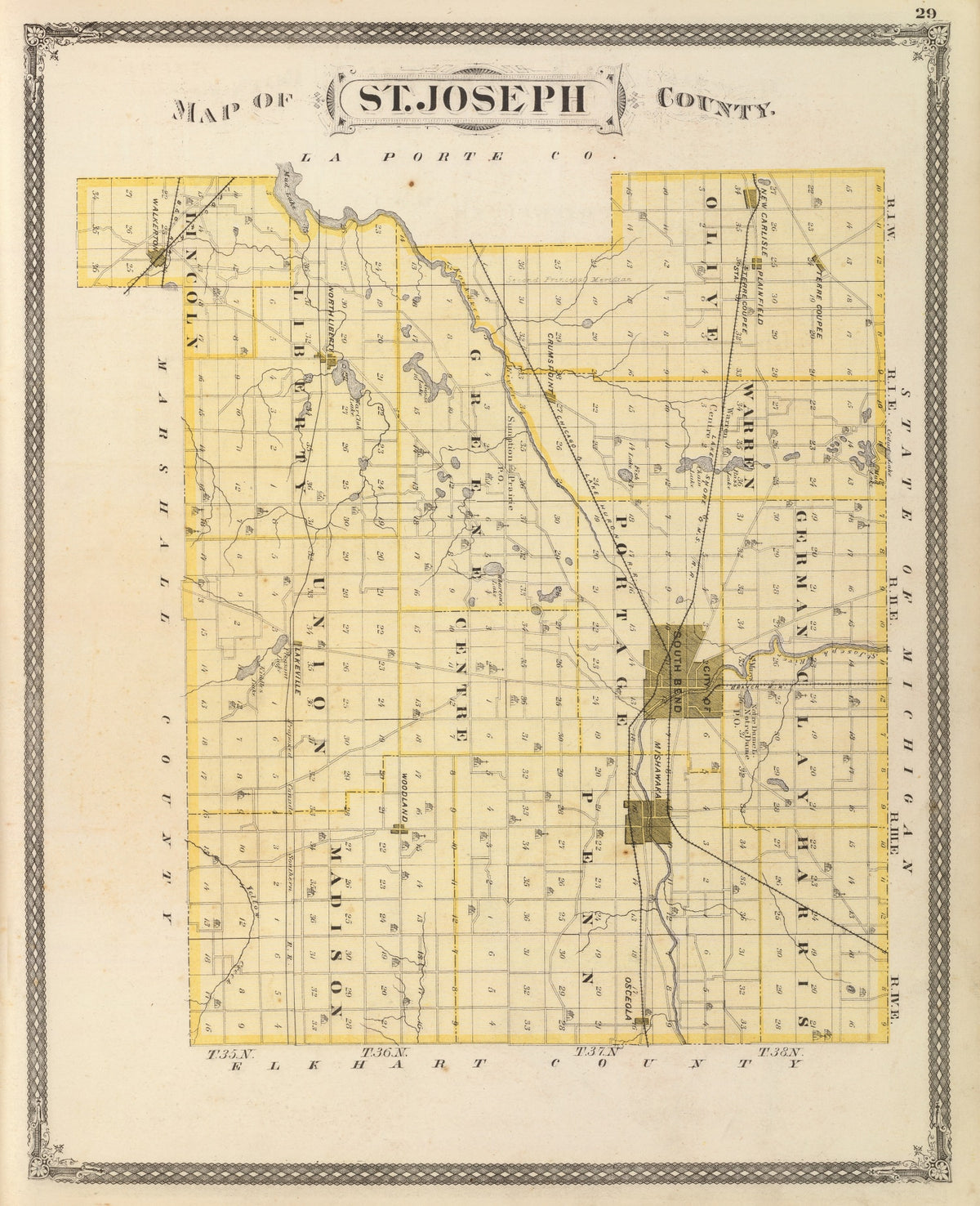 Preview of Vintage Map of St. Joseph County, Indiana 1876