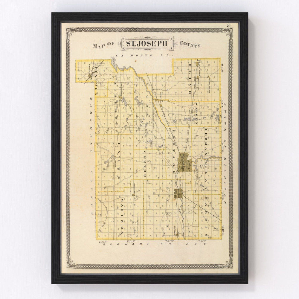 St. Joseph County Vintage Map 1876
