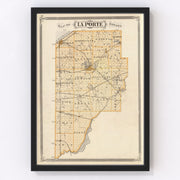 La Porte County Vintage Map 1876