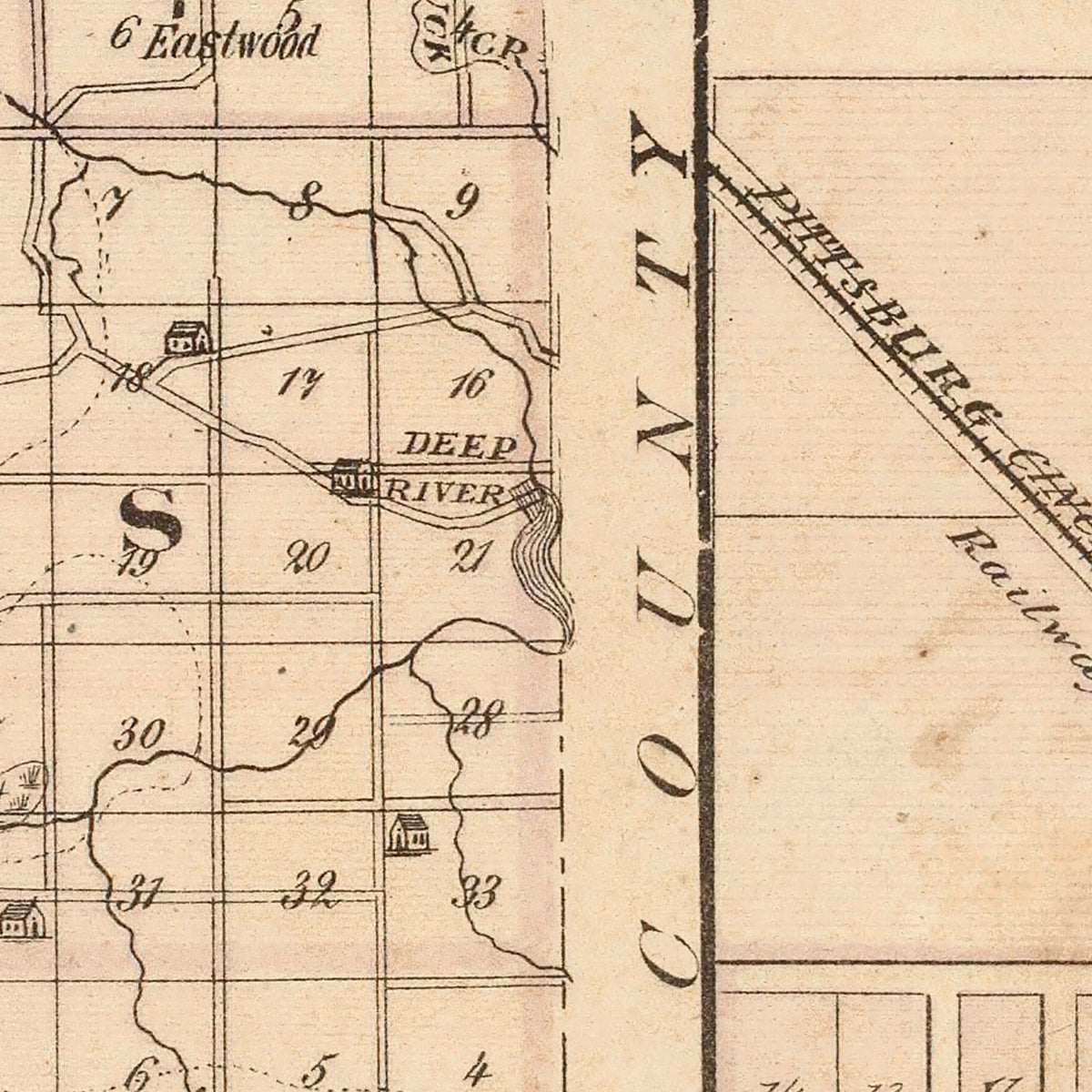 Restored historic details from the 1876 county map of Lake County, Indiana