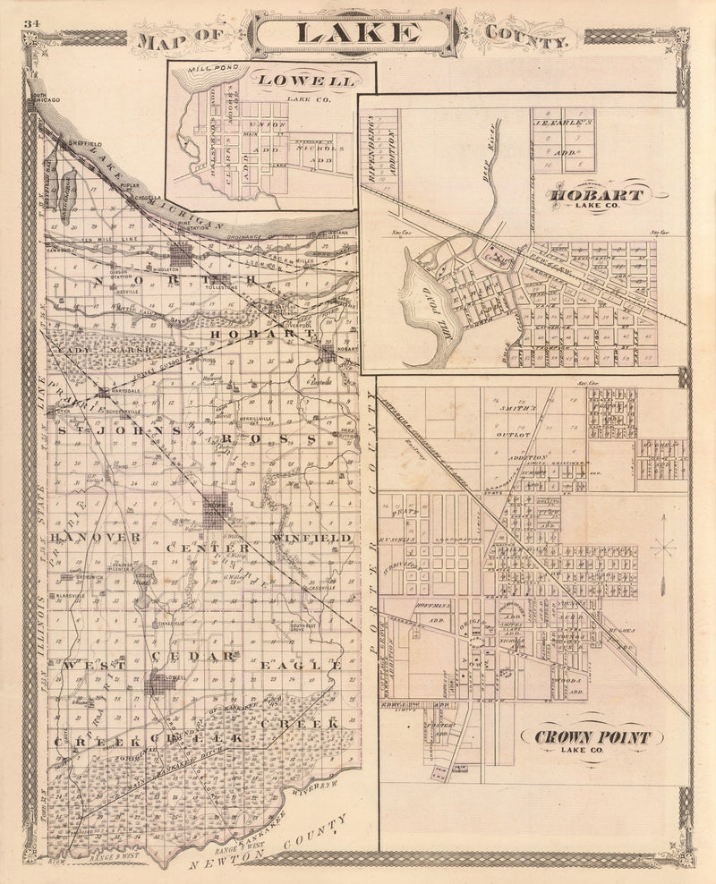 Size comparison using Vintage Map of Lake County, Indiana 1876