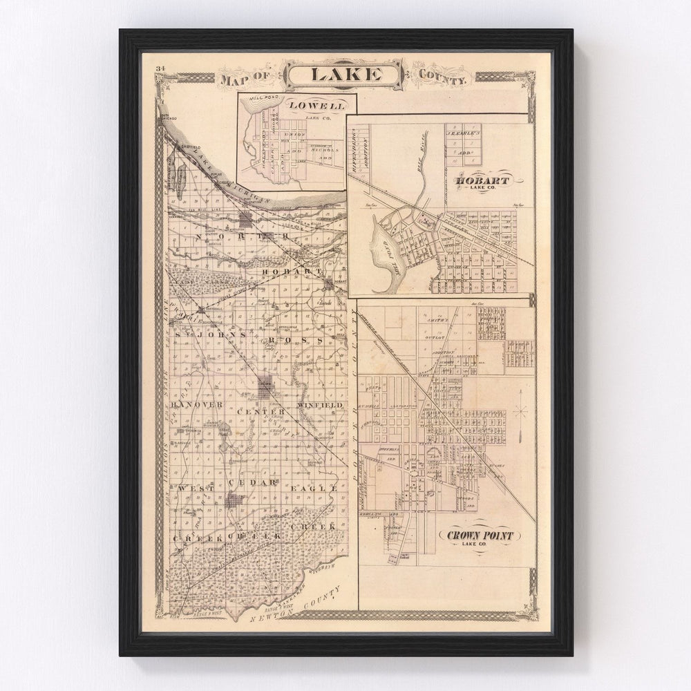 Lake County Vintage Map 1876
