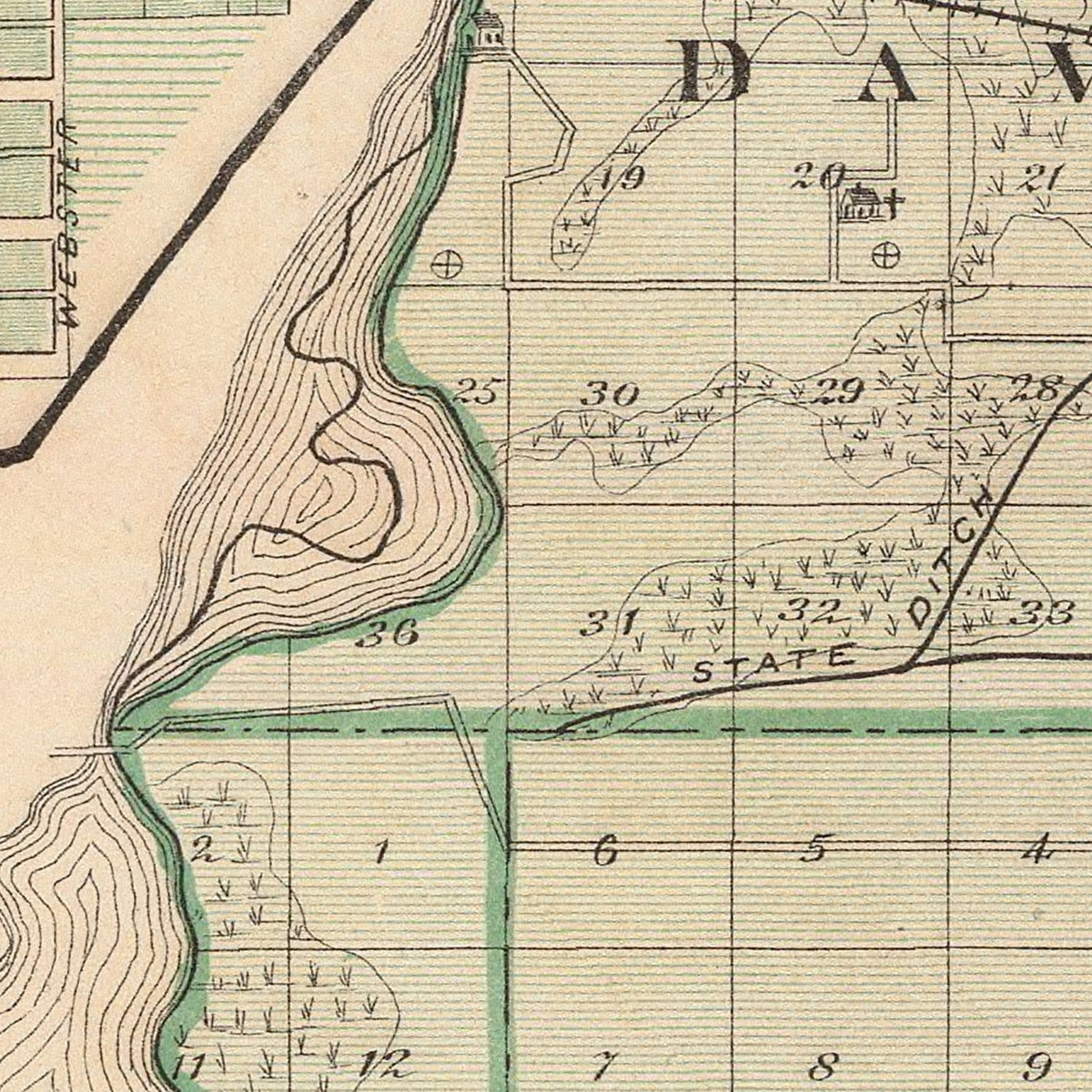 Restored historic details from the 1876 county map of Starke County, Indiana