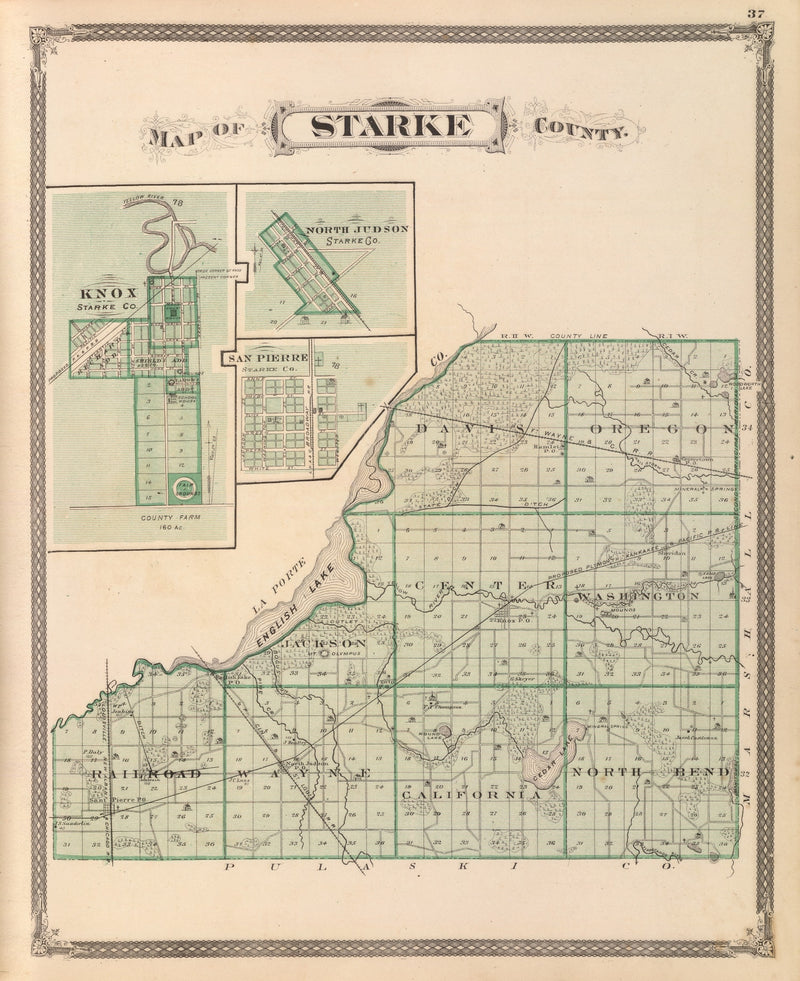 Size comparison using Vintage Map of Starke County, Indiana 1876