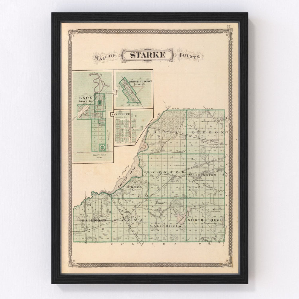 Starke County Vintage Map 1876