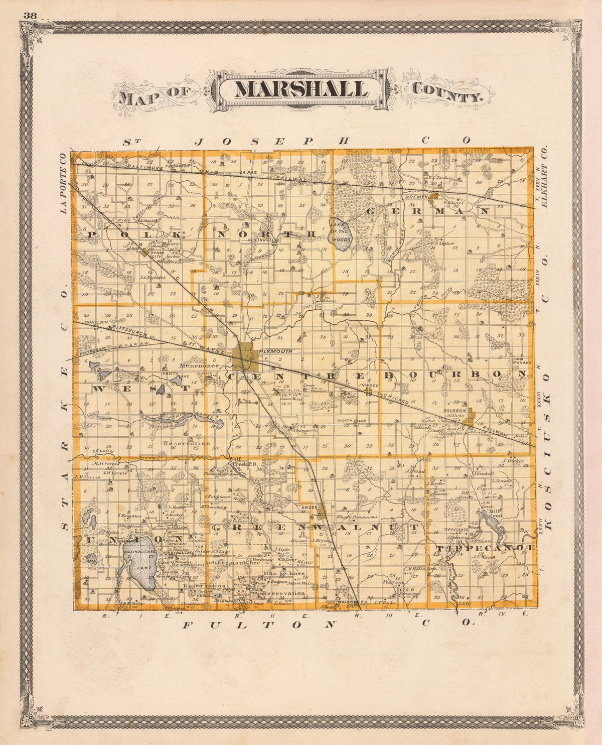 Preview of Vintage Map of Marshall County, Indiana 1876