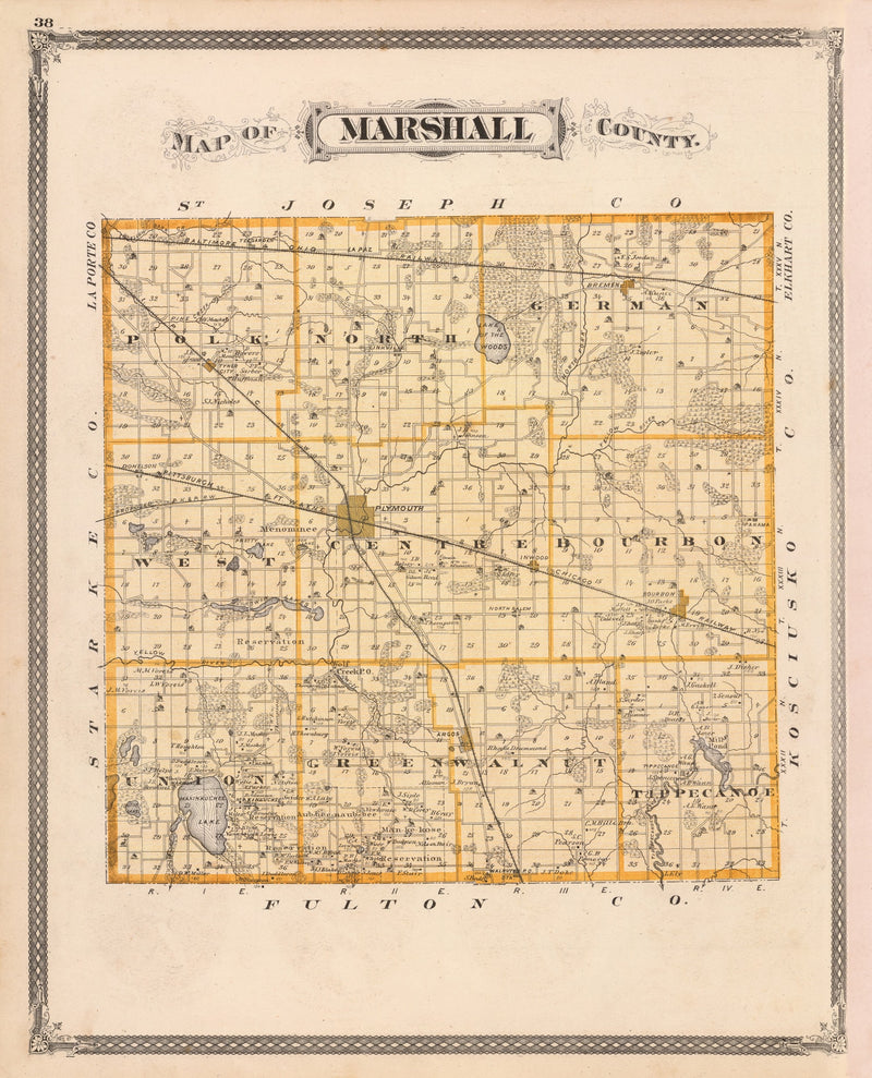 Size comparison using Vintage Map of Marshall County, Indiana 1876