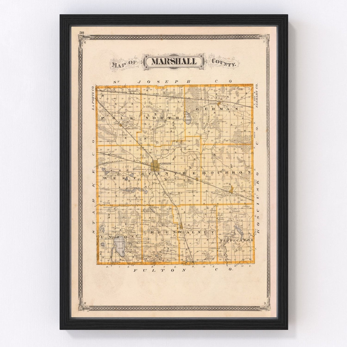 Marshall County Vintage Map 1876