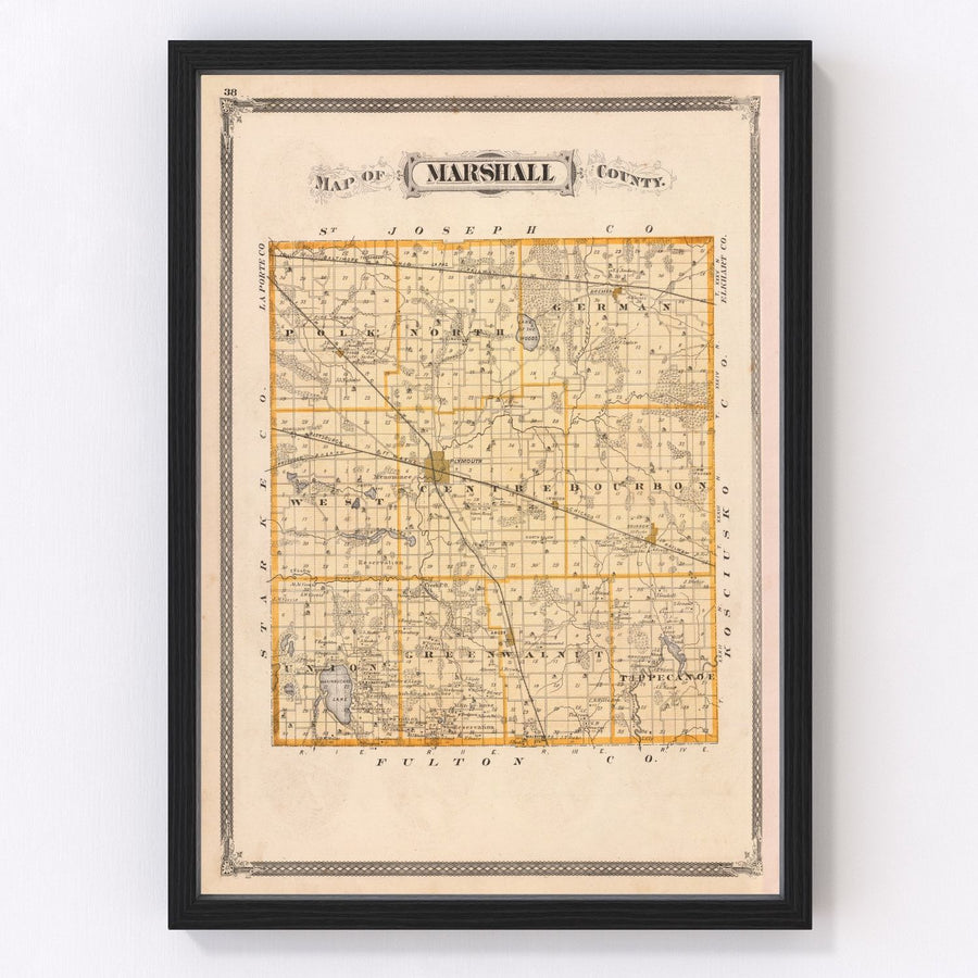 Marshall County Vintage Map 1876