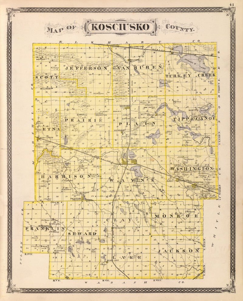 Size comparison using Vintage Map of Kosciusko County, Indiana 1876