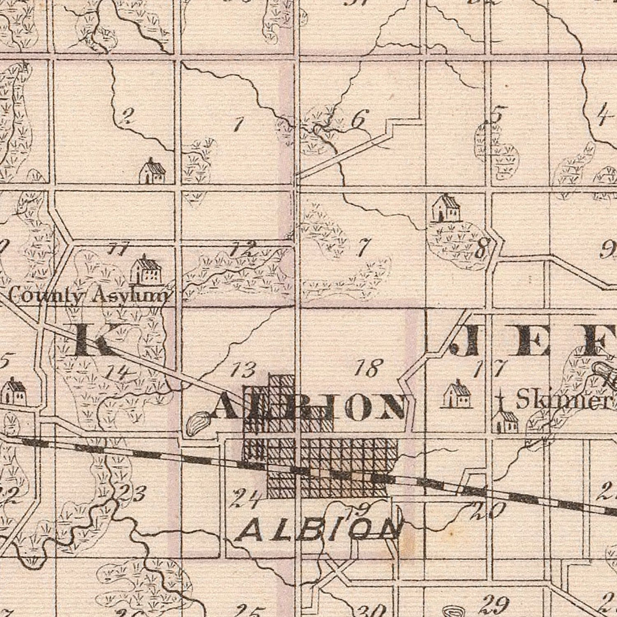 Restored historic details from the 1876 county map of Noble County, Indiana