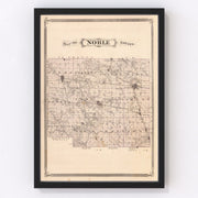 Noble County Vintage Map 1876