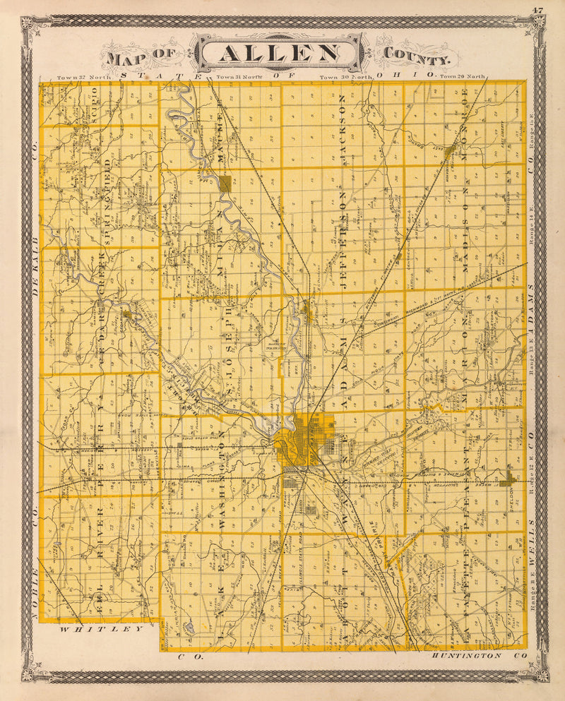 Size comparison using Vintage Map of Allen County, Indiana 1876