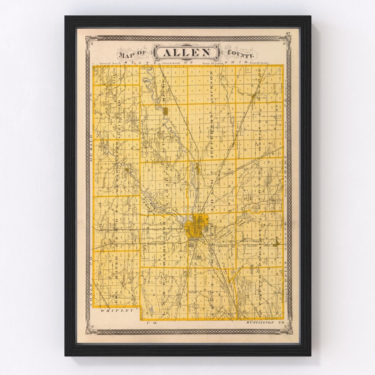 Allen County Vintage Map 1876