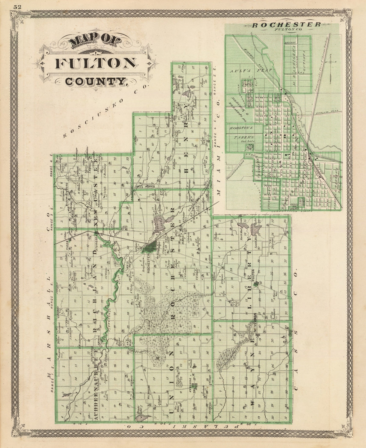 Preview of Vintage Map of Fulton County, Indiana 1876