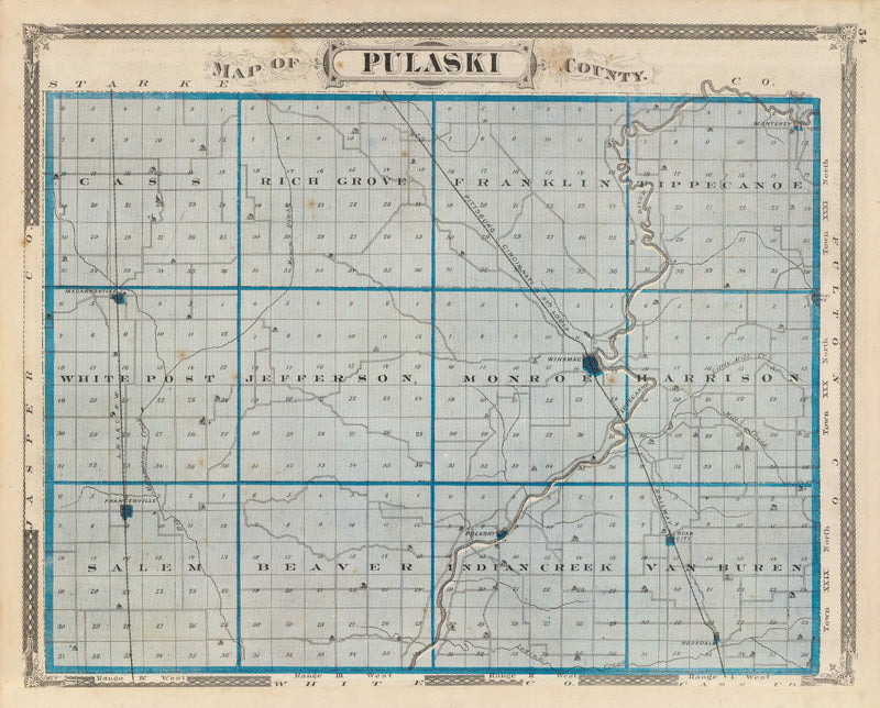 Size comparison using Vintage Map of Pulaski County, Indiana 1876
