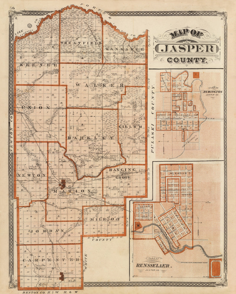 Size comparison using Vintage Map of Jasper County, Indiana 1876