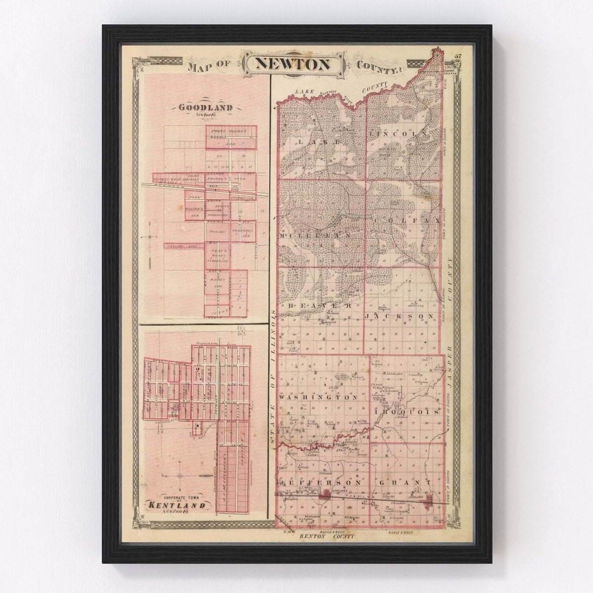 Newton County Vintage Map 1876